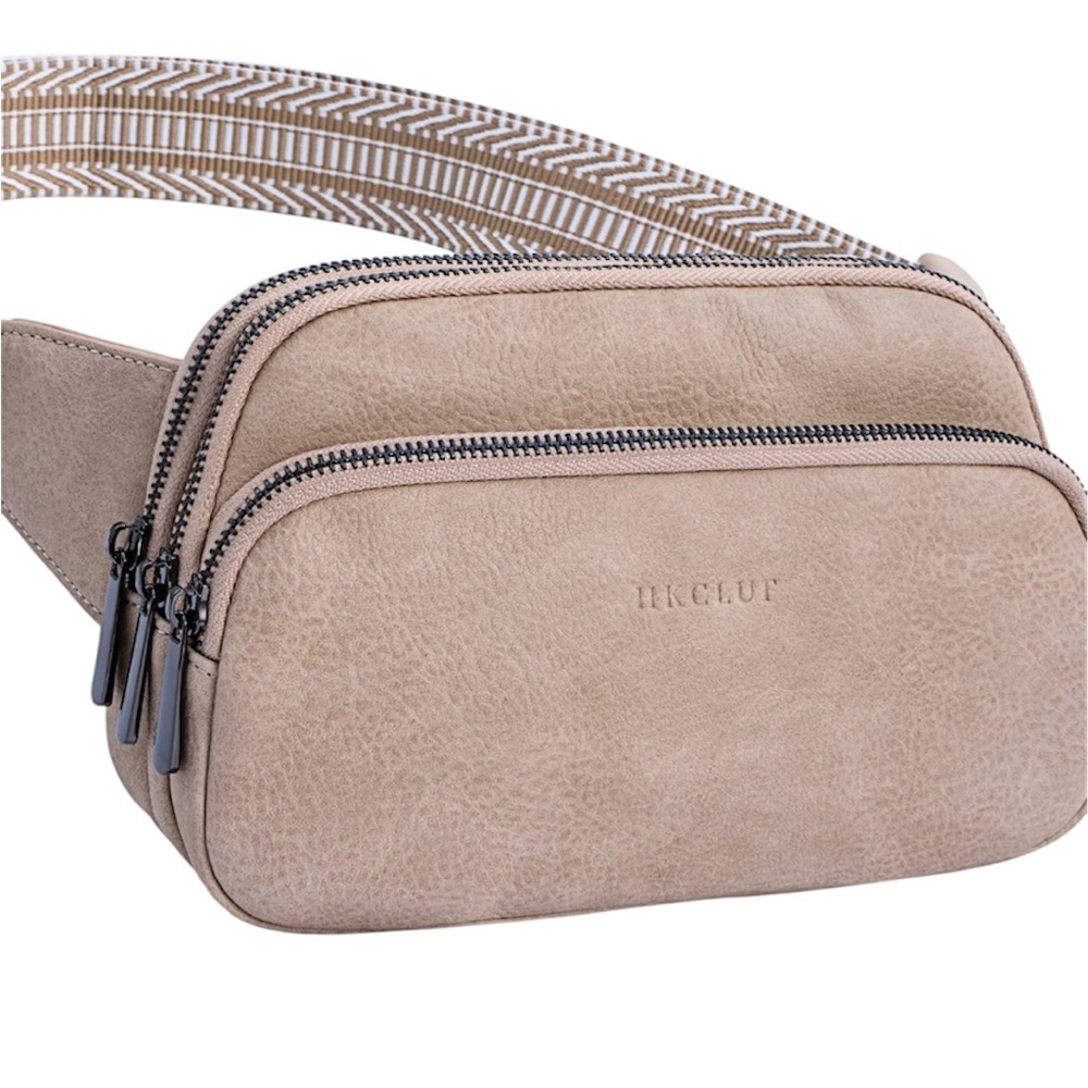 HKCLUF Cross Vegan Leather Cross Body Fanny Packs for Women with AdjustableStrap